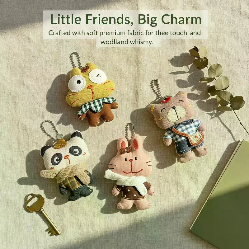 Kawaii Forest Animal Plush Keyring Cute Rabbit Panda Bear Bag Hanging Ornament Kid Gift