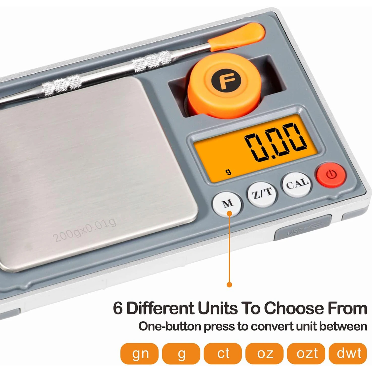 Gram Scale Rechargeable Herb Scale, Digital Scale .01 Gram Accuracy, 6 Units Mini Scale Gram and Ounce, Jewelry Scale