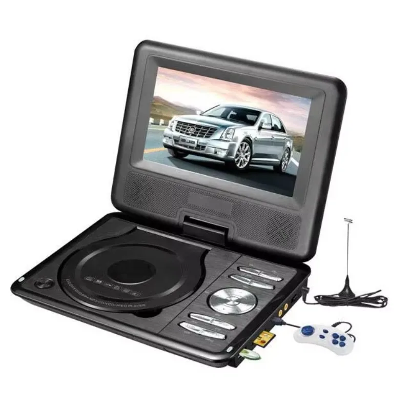 

Portable 7 Inch Widescreen DVD Player EVD VCD Compact Disc USB SD RMVB Home DVD Player with TV Game Function FM Radio MP3 Viewer