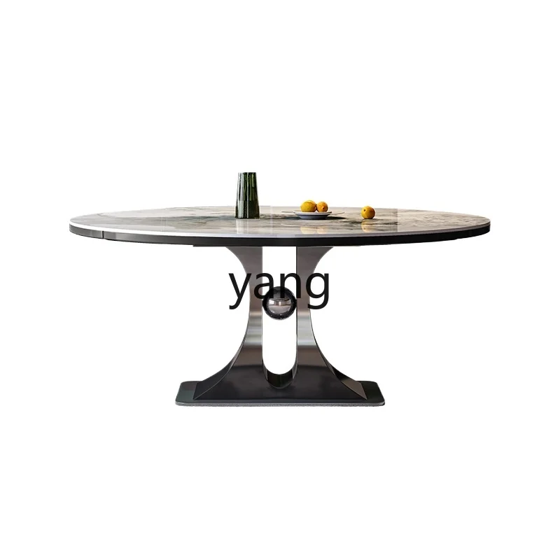 

LH light luxury rock slab dining table variable round table minimalist retractable family living room dining table