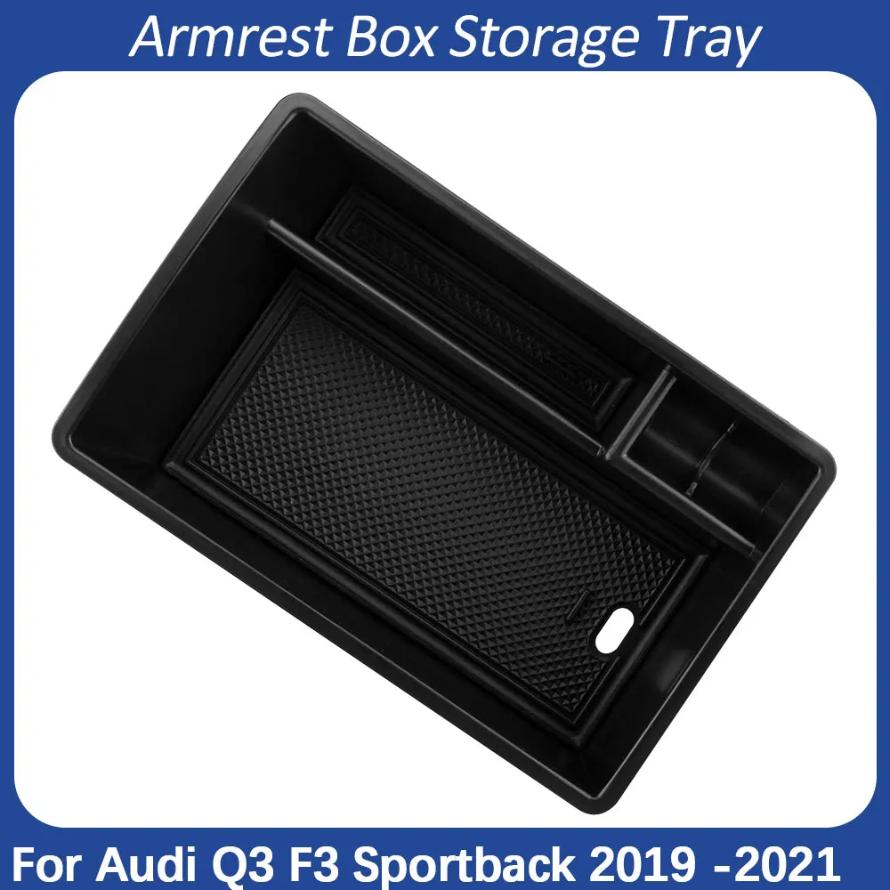 For Audi Q3 F3 Sportback 2019 2020 2021 Armrest Storage Box Tray Organizer Stowing Tray Case Container Interior Accessories