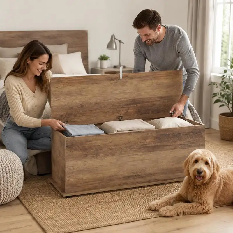 Banc de rangement extérieur marron 100x40x40cm avec coffre de rangement grande capacité, couvercle amorti silencieux et charnières anti-pincement sécurisées, meuble multifonction pour entrée, couloir, salon, chambre, balcon et vestiaire, surface résistante aux intempéries