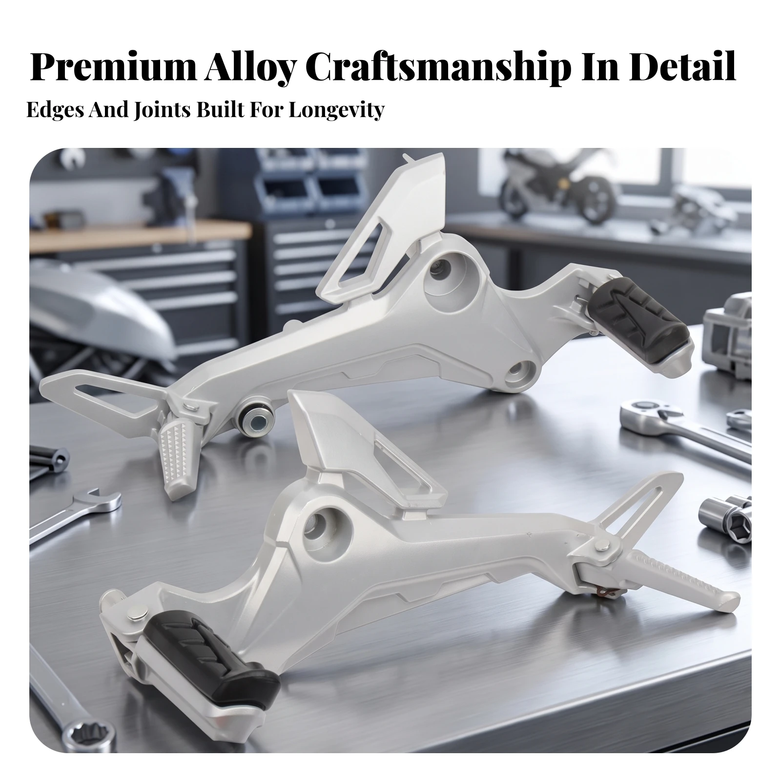 Motorcycle Foot Pegs with Rubber Pads Foldable Foot Pegs with Rubber Pads Motorcycle Footrest with Brackets Lightweight Compact