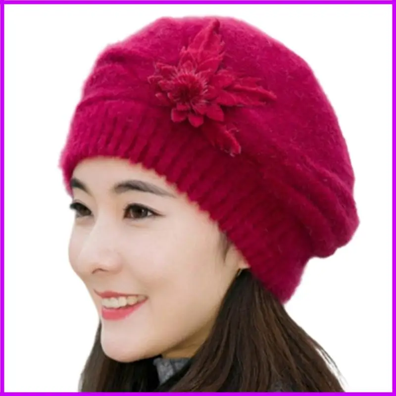 Kaninchenpelze Winterhut Dekore Design dehnbar gestrickter Randhut für Büro Frauen Mädchen komfortable Styling