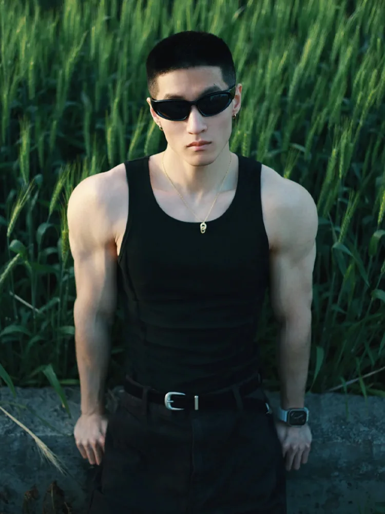 

Men's Spor Svel Fitn Tank Top with Waist-Cinching Design Summer Breathable Moisture-ng round Ne T-irt