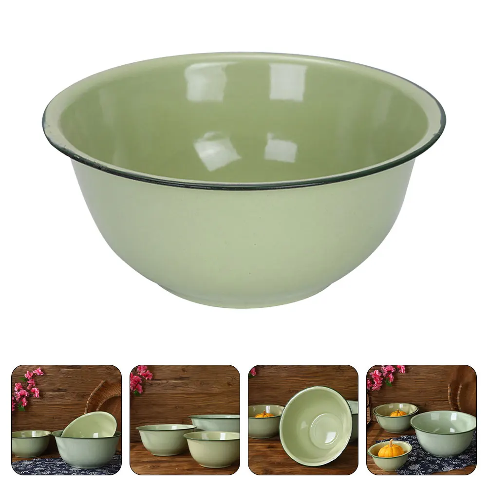 Enamel Basin Household Enamel Basin Thicken Flour Enamel Salad Basin Food Storage Enamel Salad Basin for Kitchen Utensil Soup