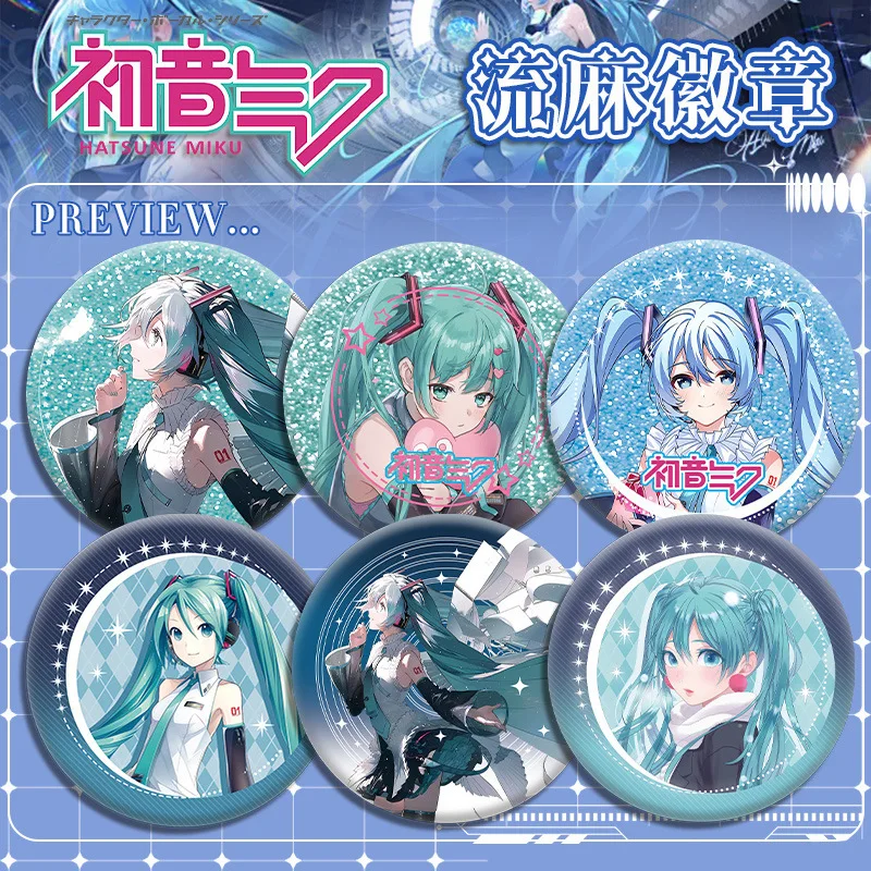 hatsune-miku-fluindo-areia-emblema-dupla-face-design-novo-anime-acrilico-mercadoria-bonito-vocaloid-pino-colecionavel-kawaii-japones