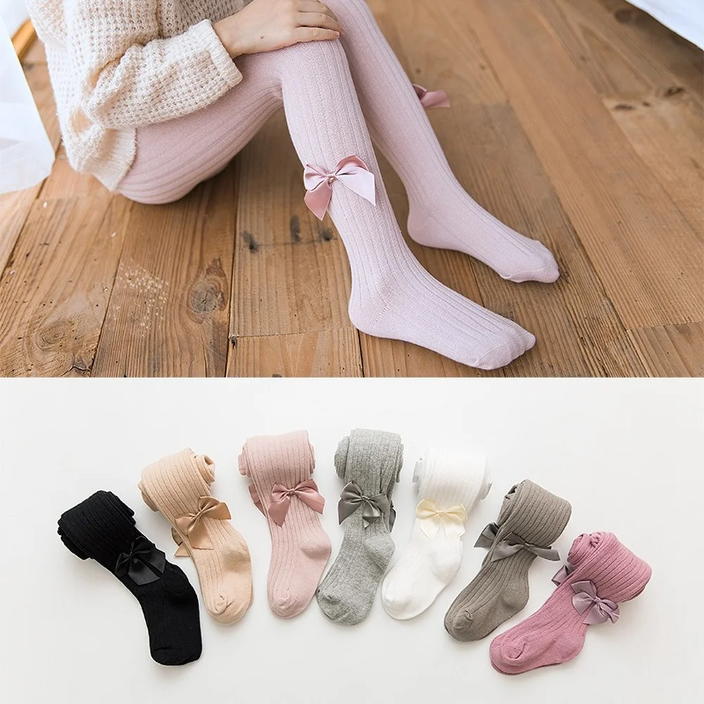 

0-12 Years Children Cotton Baby Girls Pantyhose Spring Autumn Winter Bowknot TightsKids Infant Knitted Collant Tights