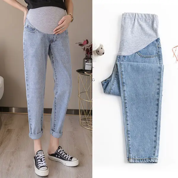 New Maternity Loose Curly Pants Maternity Straight Jeans Spring Summer Casual Loose Pants Maternity Clothes