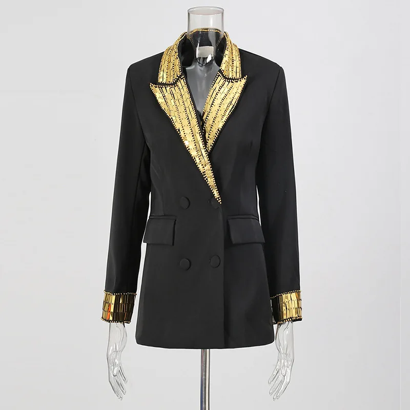 ZAMOR HIGH QUALITY Elegant Office Heavy Embellished Blazer 2026 Summer New Sequin High-End Long Sleeve Slim Fit Jacket