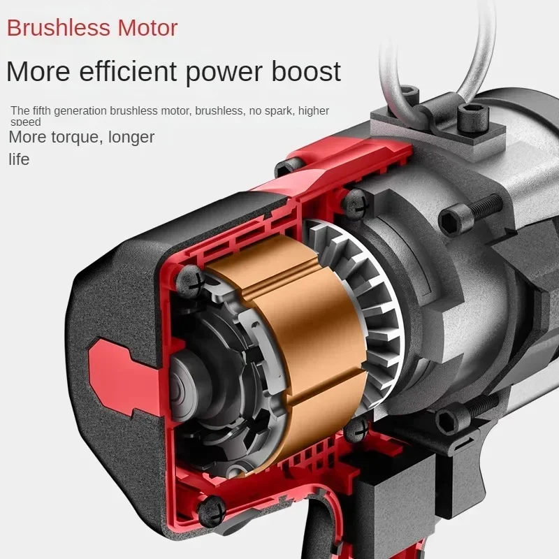 High-torque Brushless Impact Wrench for Automotive and Woodwork with Lithium-ion Battery