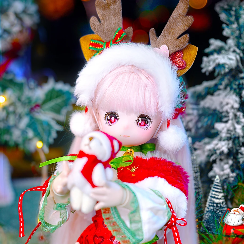 

DBS 1/4 BJD 45cm doll joint body Christmas style with clothes dress, wig, make-up face for girl gift，ICY