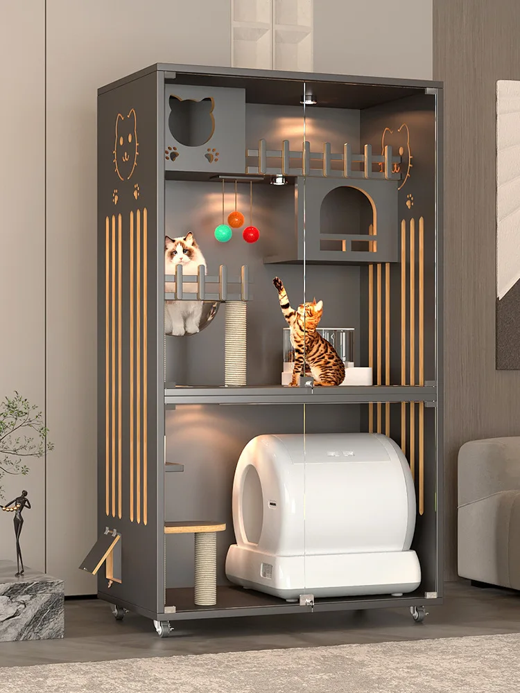 Luxury  Litter  Villa Household with Toilet Integrated  Cabinet Indoor  Room Can Put  Litter Box Cat