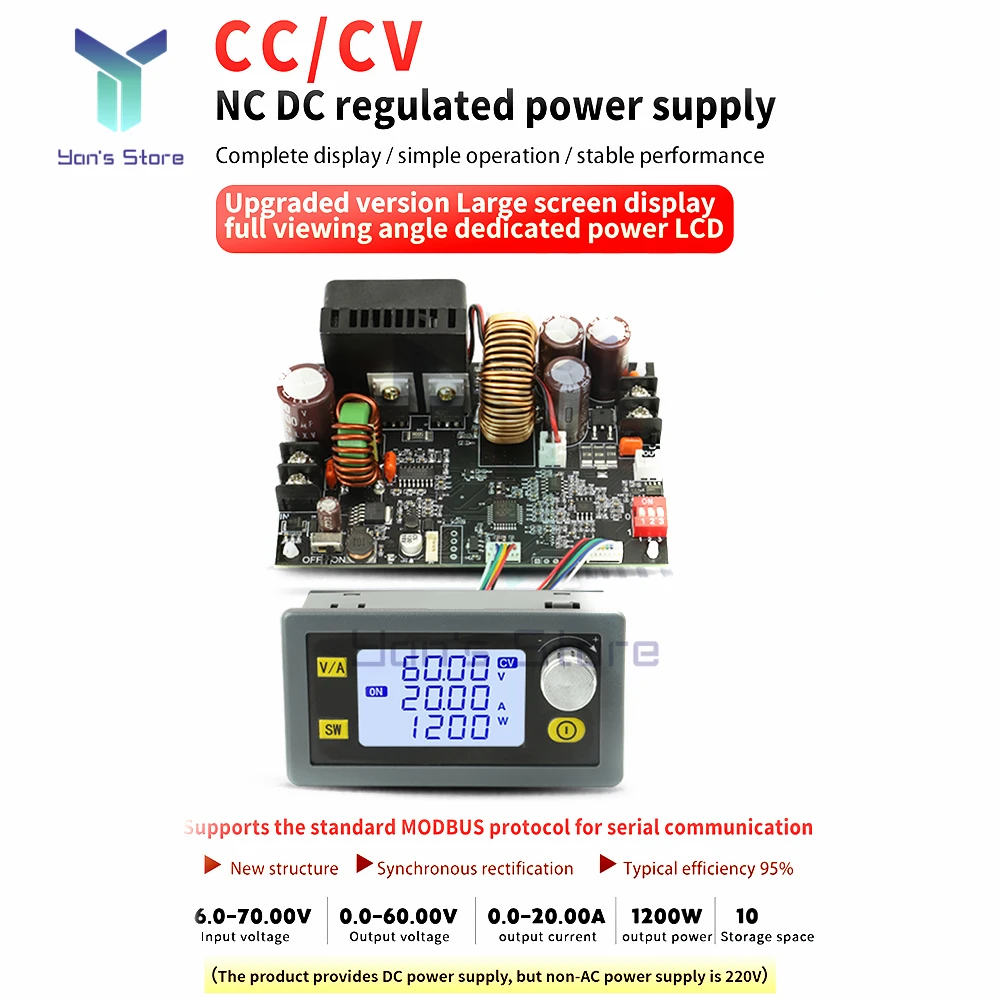 DC 6V-70V to 0-60V 15A 20A 900W 1200W CNC Adjustable DC Voltage Regulator CV CC Step Down Power Supply Module XY6015L XY6020L