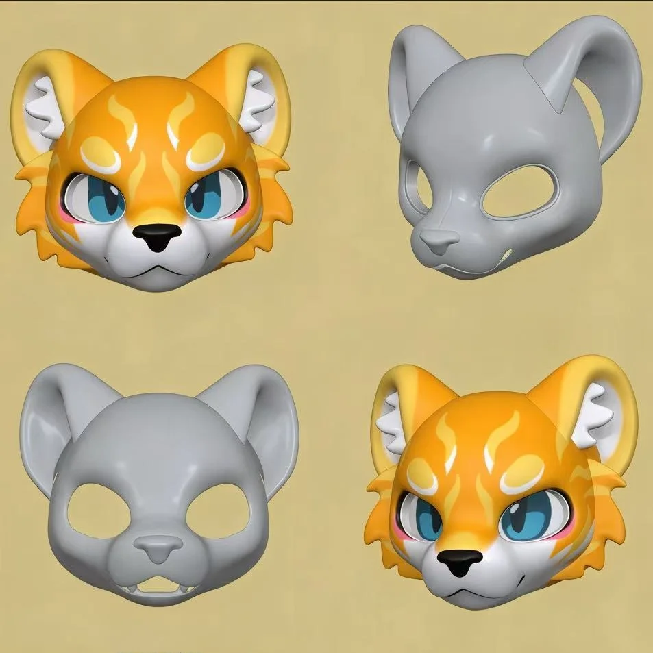 Fursuit Head Base Kemono Short Kiss Handsome Tiger Dog Universal Beast Skull Furry 3D Printed DIY Anime Accessorie Cosplay Props