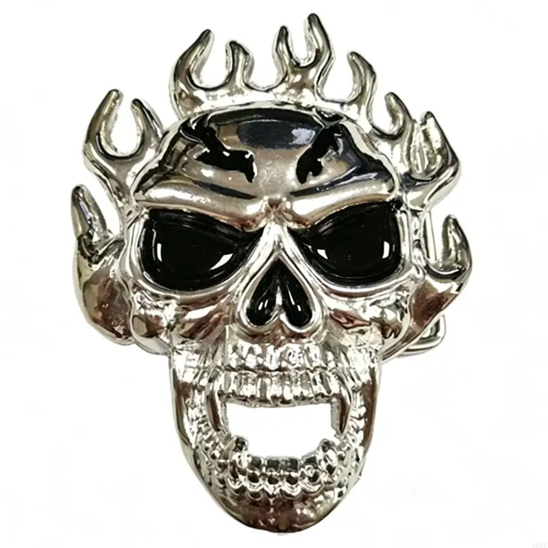Men Women Western Cowboy Skull Belt Buckle, Retro Metal Slide Clasp, Decorative Replacement Hardware for Casual Leather Y08E