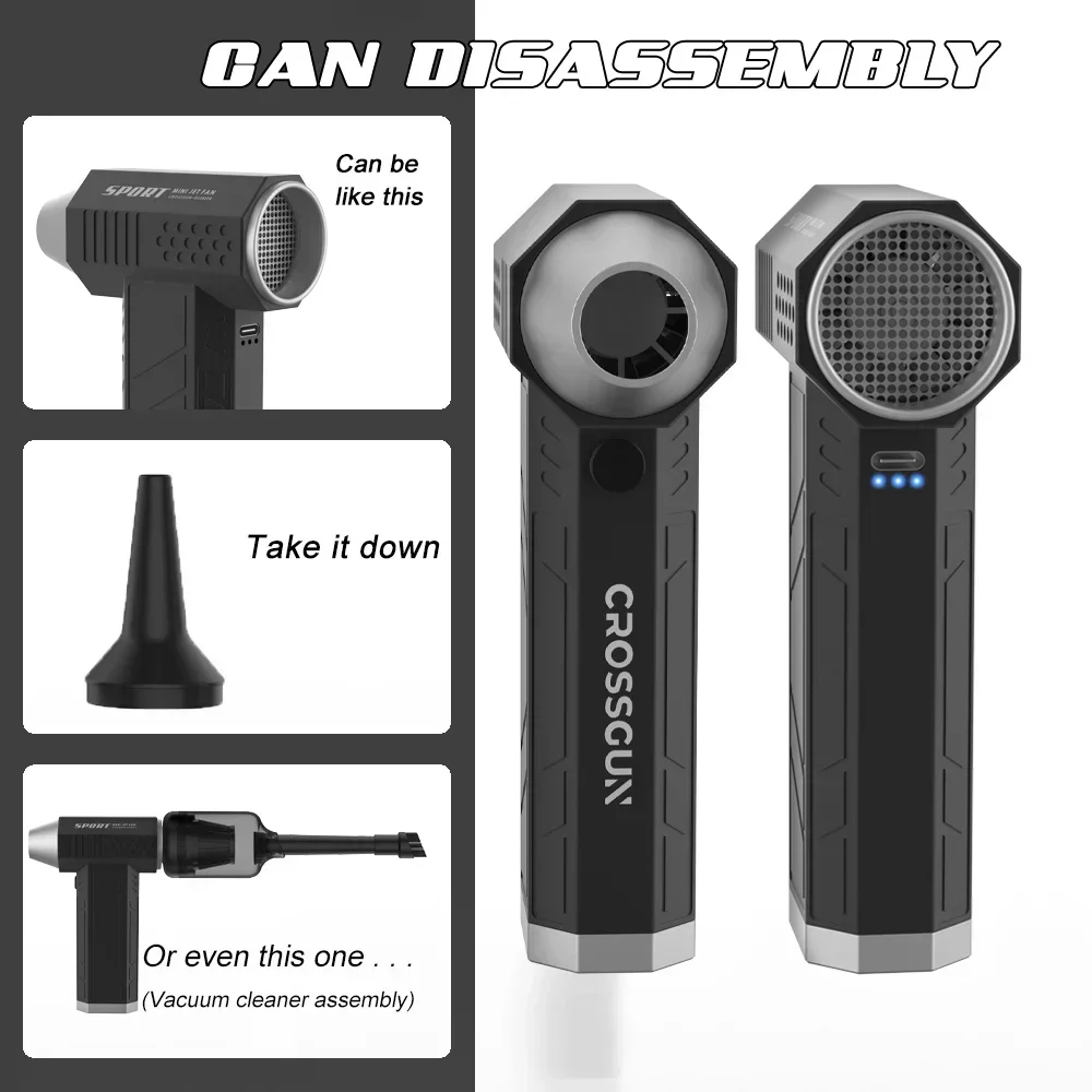 Crossgun  120000RPM  Powerful Mini Jet Turbo Fan Dryer Compressed Metal Portable Cordless Computer Keyboard Cleaner for Car dry