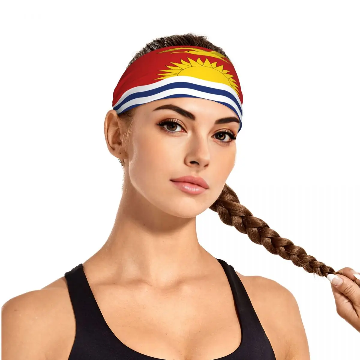 Flag Of Kiribati Elastic Hair Band Yoga Headband Makeup Hair Hoop Headwrap