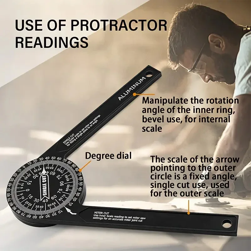 New Miter Saw Protractor Aluminum Angle Finder Woodworking Angle Gauge for Carpenters/Renovation Work/Metal/All Building Trades