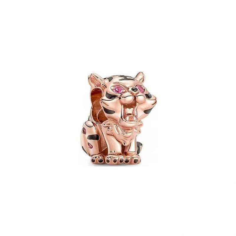 Rose Gold Plated Series Charm Beads Tiger Reindeer Rabbit Kangaroo Fit Original Pandora925 Sterling Silver Bracelet DIY Jewelry