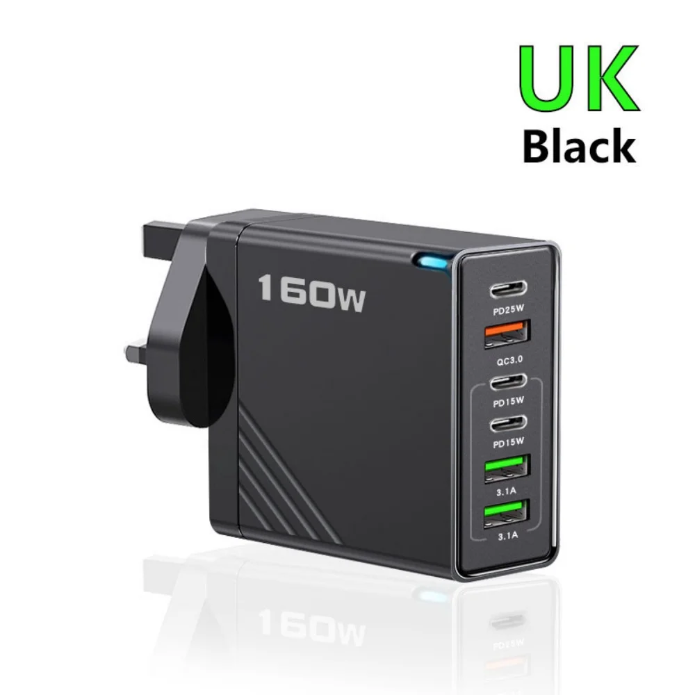 160 W USB C Ladegerät Schnelle Lade PD QC3.0 Wand Ladegerät Adapter Für iPhone 16 Samsung S24 Xiaomi Huawei Multi ports Telefon Ladegerät