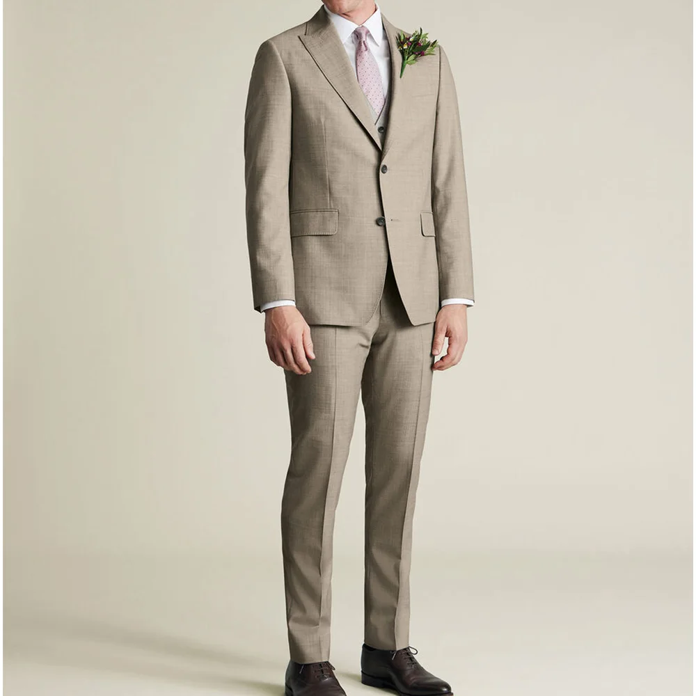 

Men Suit 2 Piece Set Cotton Linen Single Breasted Slim Fit Groom Wedding Suit Elegant Casual Business Work Office Formal Attire