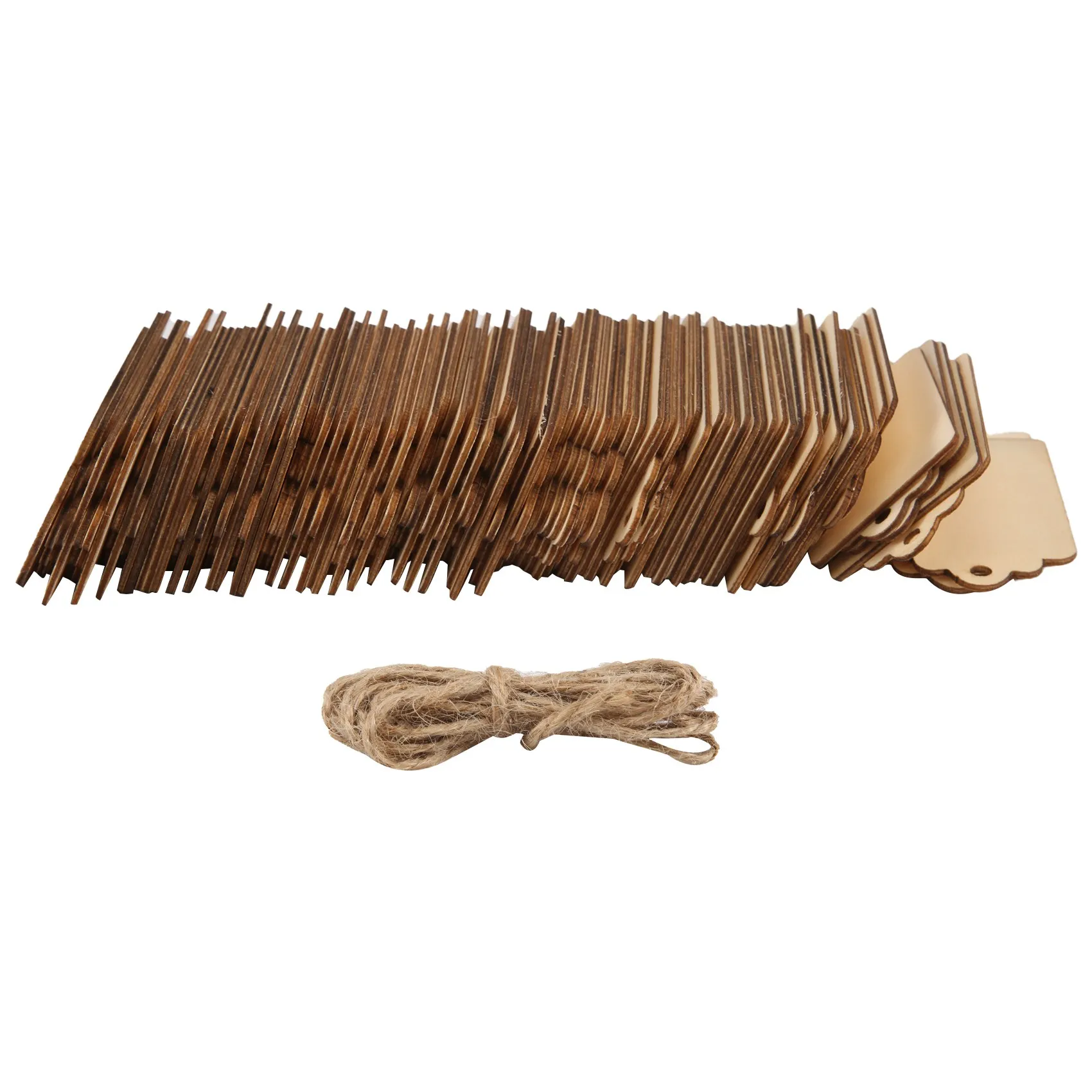 *X07A 100 Pcs Wood Tag, 2.7 x 1.5 Inch Unfinished Wooden Tags with Hole,for Hanging & Wedding Decor,Craft Projects