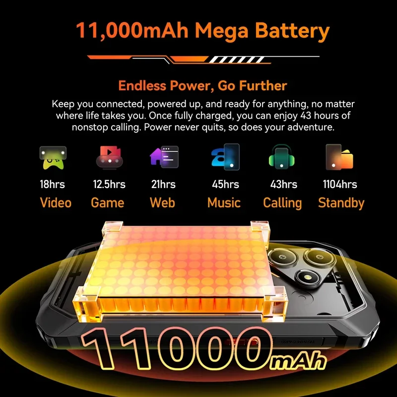 Wytrzymały smartfon Blackview OSCAL Marine 2 z Androidem 15, bateria 11000mAh, telefon z AI, ekran 6,56 cala HD+, Unisoc T615, 8GB+128GB, telefon komórkowy z NFC