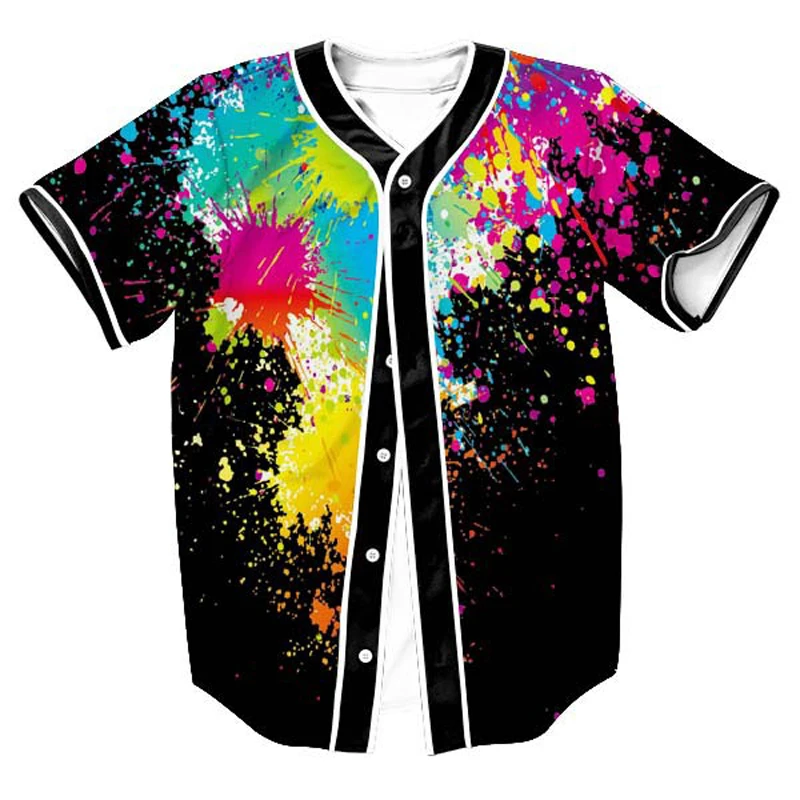 3D Baseball T Shirt Men 2022 Stylish Splash Ink Print Baseball Jersey Men 80s 90s Hip Hop Streetwear Casual Tee Shirt Homme xxl