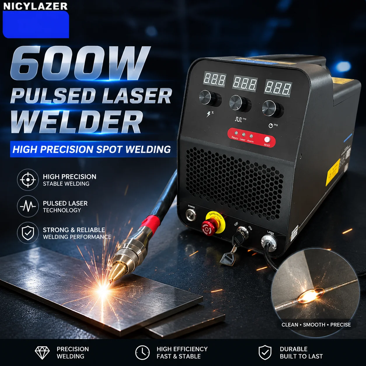 600W Pulsed Laser Cleaning Machine Portable Rust Removal Laser Cleaner for Metal Paint Rust Industrial Non-Contact Tool