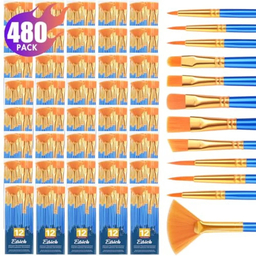 

40pack/cs Paint Brushes, Nylon Hair Paint Brushes Set Round-Pointed Tip Paint Brush for Acrylic Painting, Watercolor Oil Miniat