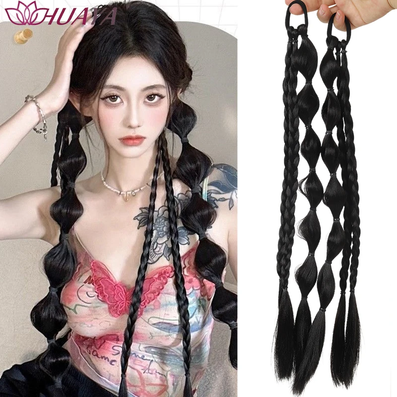Bubble Braid Ponytail Wig, Synthetic Fiber High Elastic Hair Tie, Easy To Wear, Perfect For Daily & Party Occasions