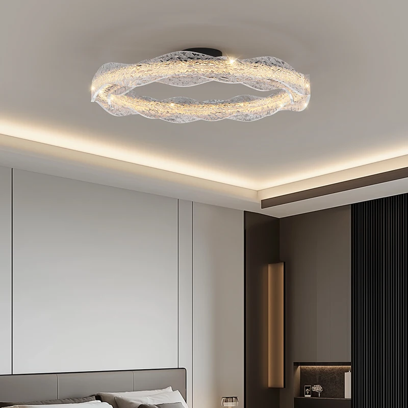 Italian Light Luxury Wave Stone Resin Bedroom Ceiling Modern Minimalist Ring Sense Bedroom Main Light Study Dining Room Light