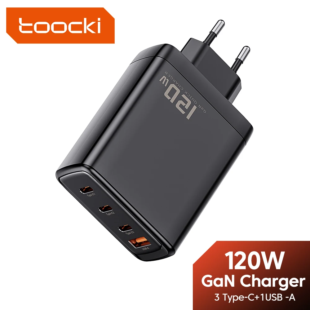 

Зарядное устройство Toocki 120 Вт USB C GaN, быстрая зарядка 4,0 3,0, зарядное устройство USB для iPhone 14 13 12 Pro, зарядное устройство для ноутбука Max Type-C, быстрая зарядка