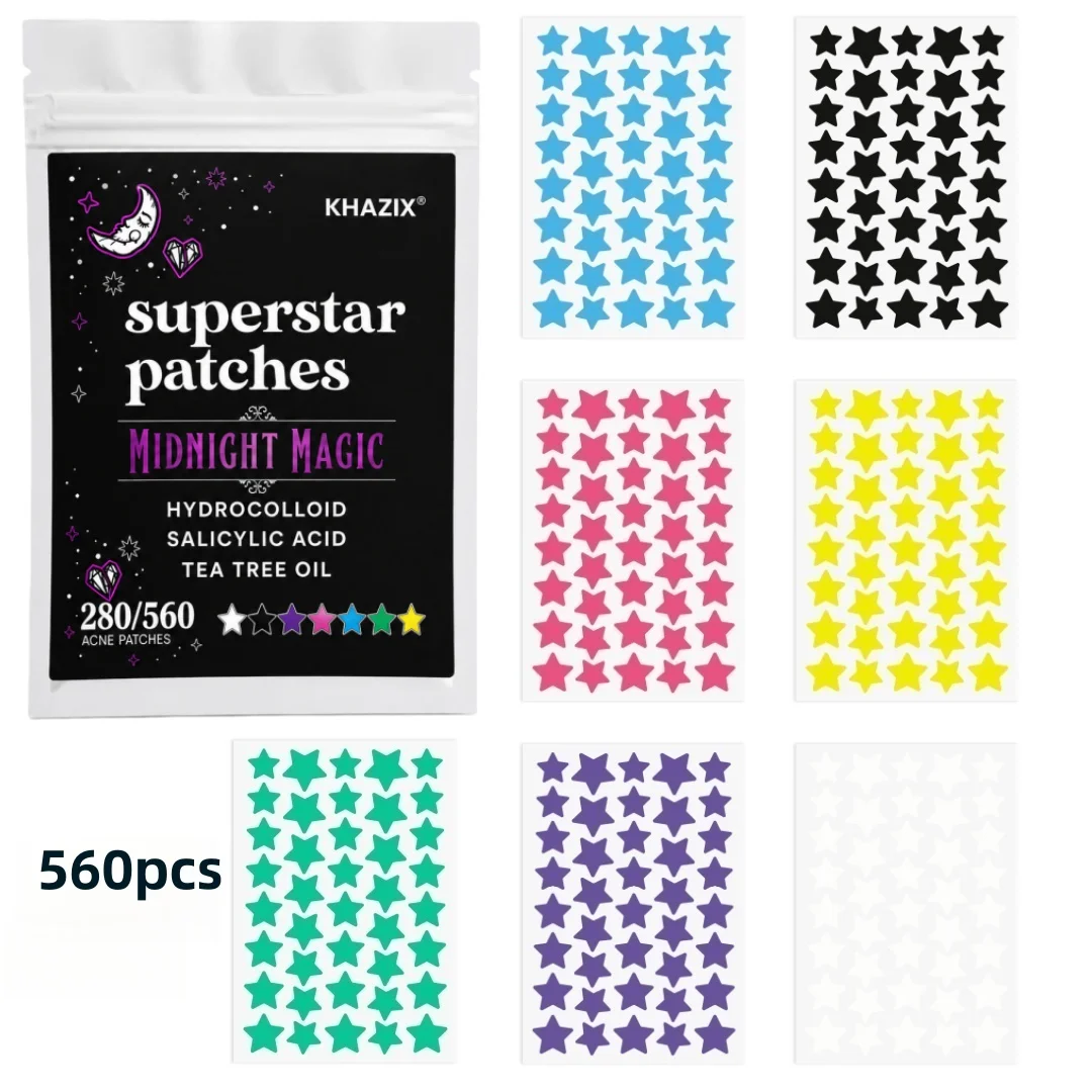 Hydrocolloid, Dermatologist Tested, Covers and Protects Visible Spots, Absorbs Gunk, 7Colors, Star stickers(280\560) view 3