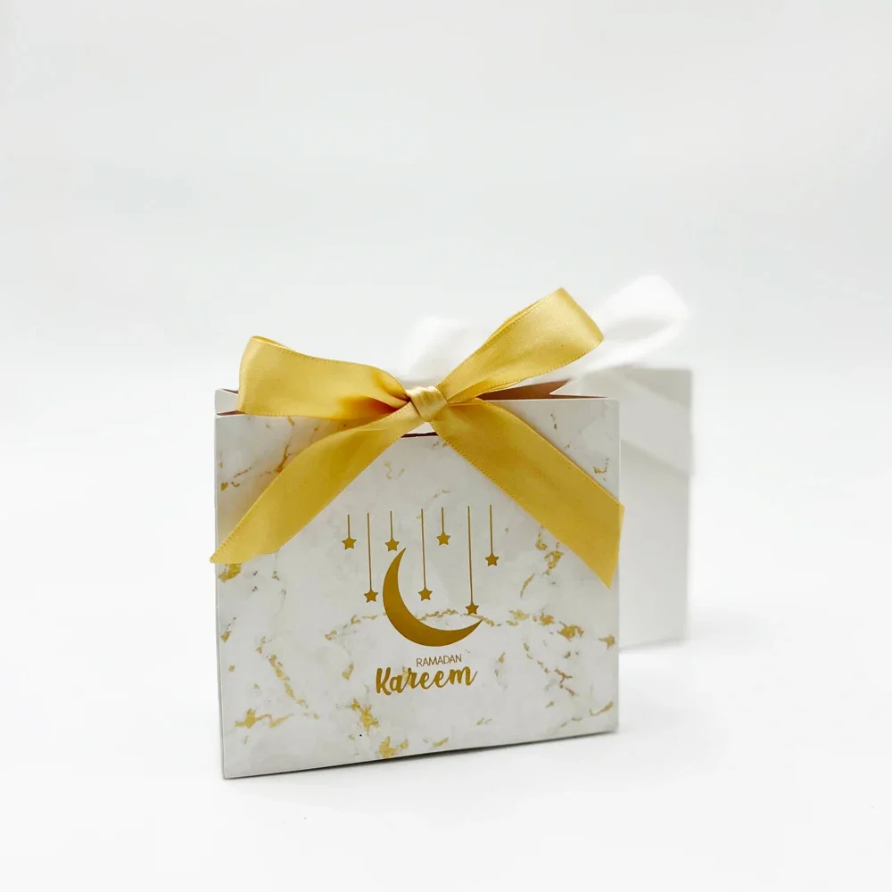 Ramadan Mubarak Marble Gift Bages New Design Happy EID Mubarak Candy Bag Al-Adha Iftar Muslim Islamic Kareem White Candy Boxes