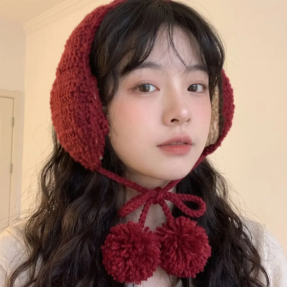 Adjustable Windproof Winter Lace Up Earmuffs Y2k Headband Women Plush Ear Cover Acrylic Fibers Warmer Laced-Up Bib Girls