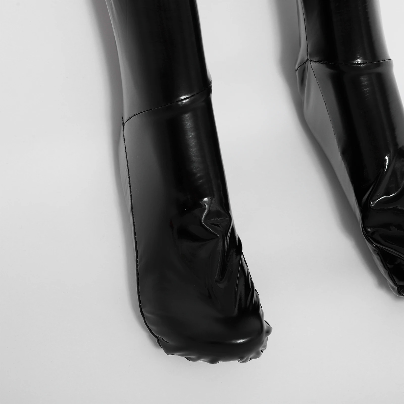 여성용 섹시한 폴 댄스 클럽 파티 양말, 웨트룩 라텍스 수녀 스타킹, 가톨릭 자매, 반짝이는 특허 가죽 허벅지 높이 스타킹