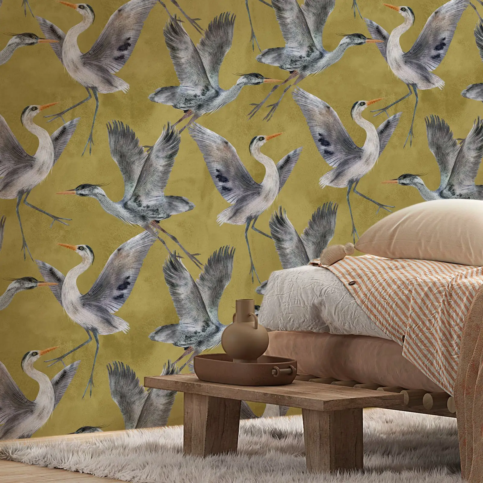 

Винтажные обои Heron Peel and Stick. Самоклеящаяся или традиционная настенная роспись с краном без наклеивания для украшения дома, 50 см * 300 см