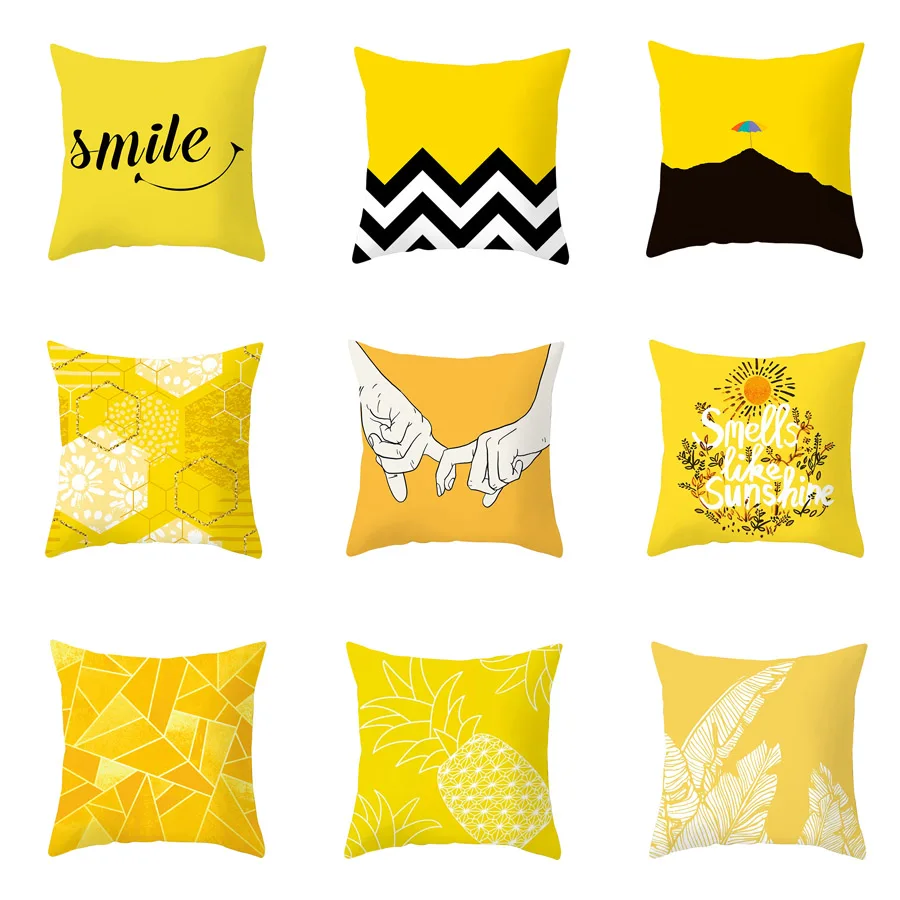 

Yellow Pillow Case Cover Cartoon Decorative Pillowcase Pineapple Yellow Throw Pillow Case Cover Geometry Pillow Cover