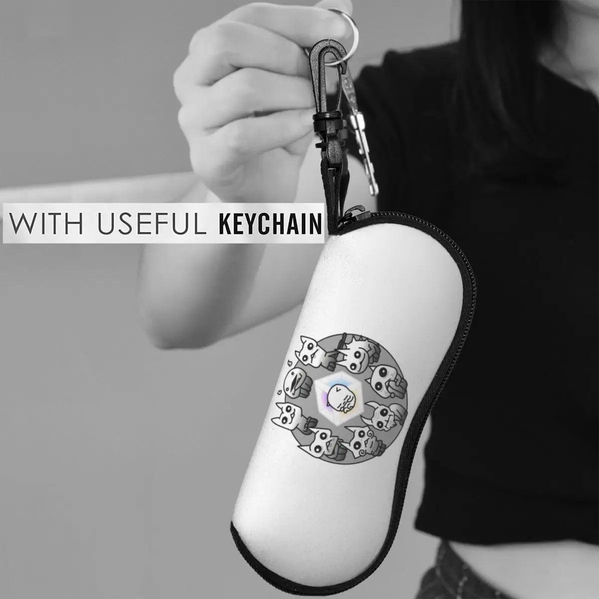 バトルキャッツ ネコルガ壁画シェルメガネケースポータブルサングラスボックス女性男性ソフト眼鏡バッグポーチ