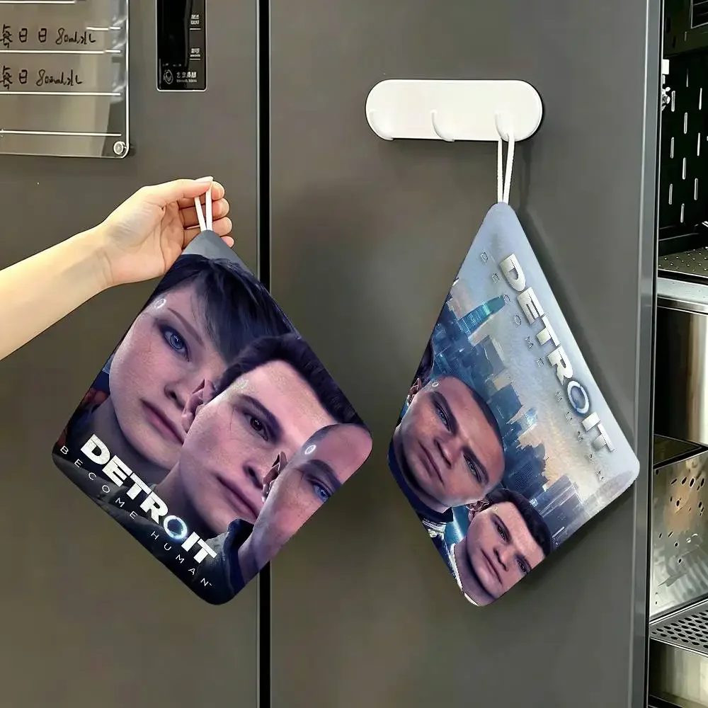 Game D-Detroit Become Human Hanging Style Hand Wiping Towel, Polyester Cotton, Anti-fade For Indoor Kitchen Living Room