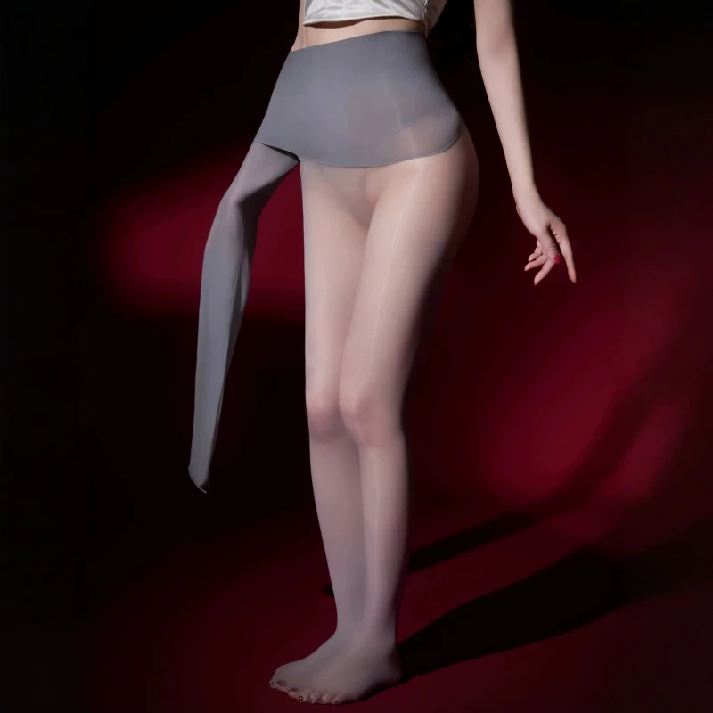 Übergröße Doppellagige Taillenformende Strumpfhose 5D Ölig Glänzende Reflektierende Anti-Haken-Strümpfe Damen Sexy Strumpfhose mit Offenem Schritt – Detail 14