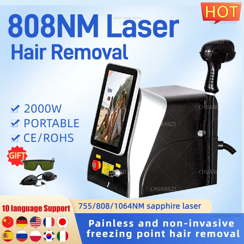 

Professional 3 Waves Permanent Diode Ice Titanium Laser Body Hair Removal Machine 2024 Portable 755 808 1064nm