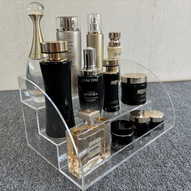 

Cosmetics Display Stand Nail Polish Eyeshadow Perfume Ladder Transparent Display Stand Large Capacity Acrylic Desktop Storage