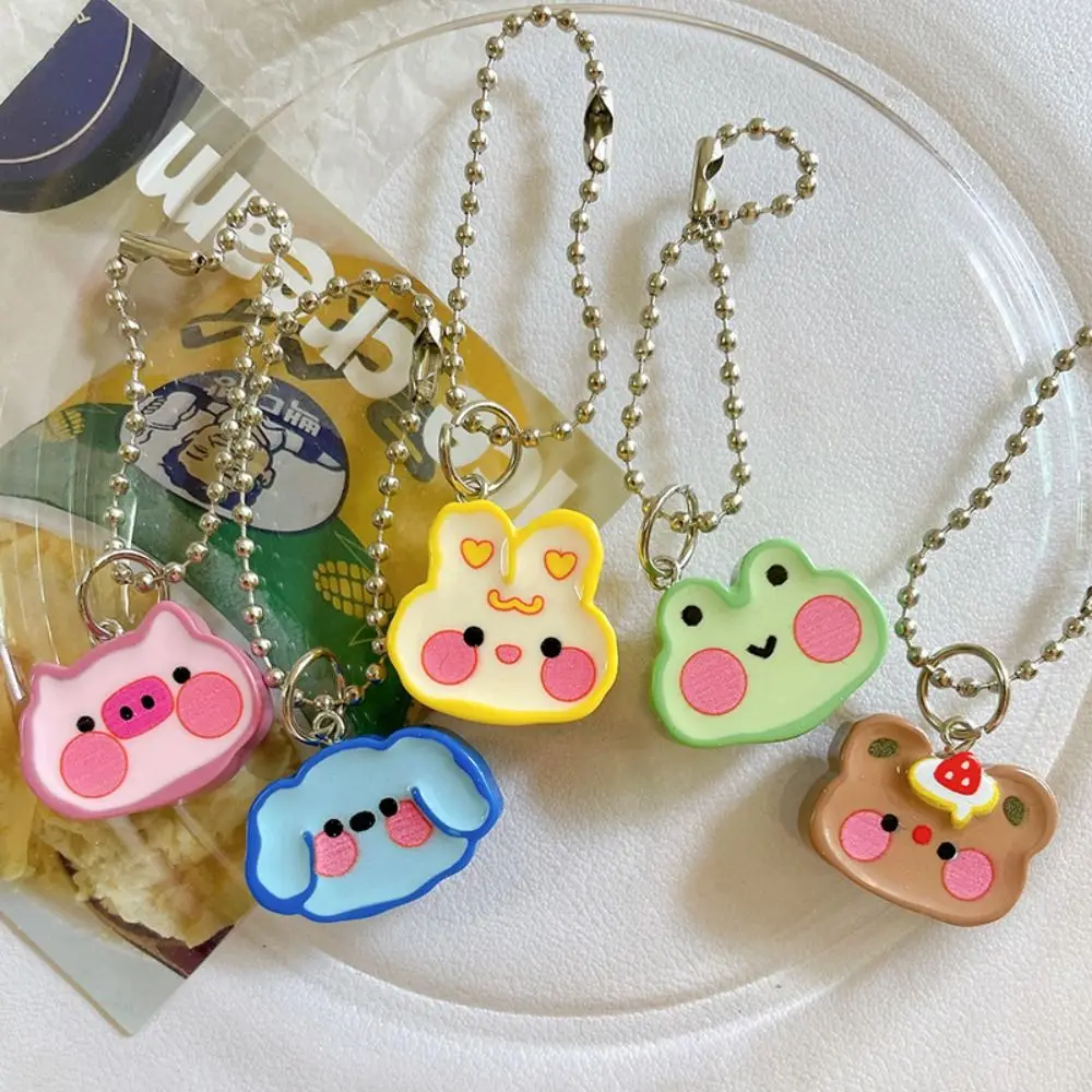 Cartoon Frog Bear Keychain Pig Dog Puppy Pendant Creative Resin Rabbit Bag Hanging Car Key Pendant