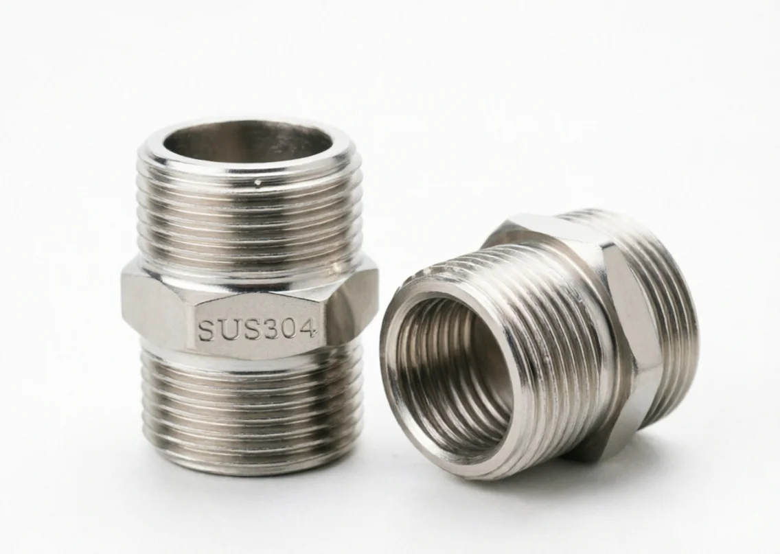 Double Male Thread Fitting Bar Accessory SUS304 Threaded Nipple 304 Stainless Steel Nipple Rust Proof Construction