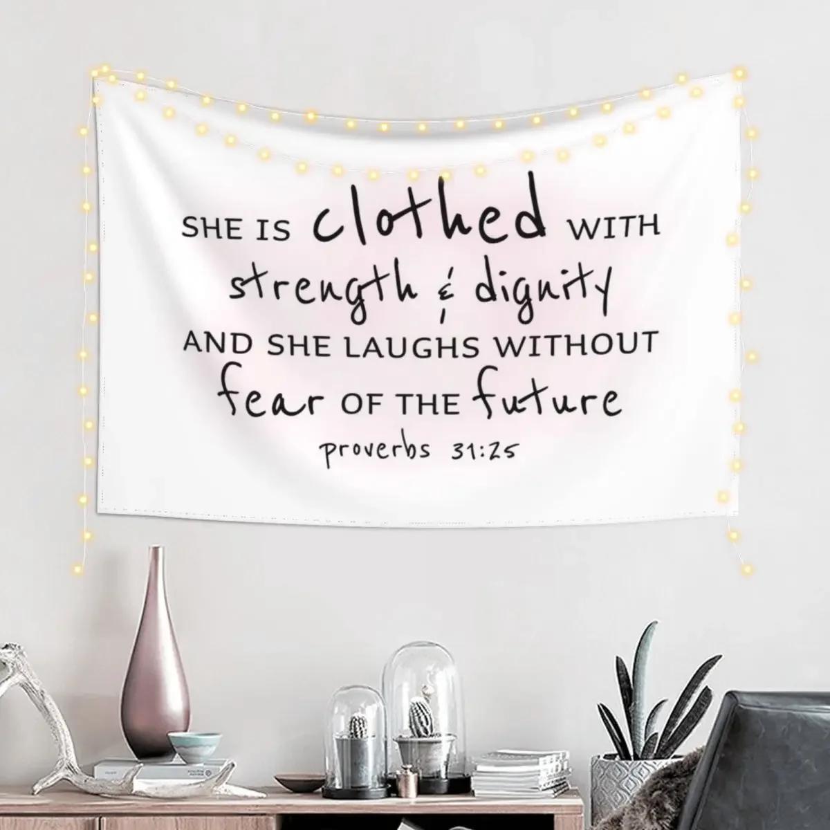 She is Clothed in Strength and Dignity Tapestry Room Decor Korean Style Mushroom Aesthetic Room Decors Tapestry