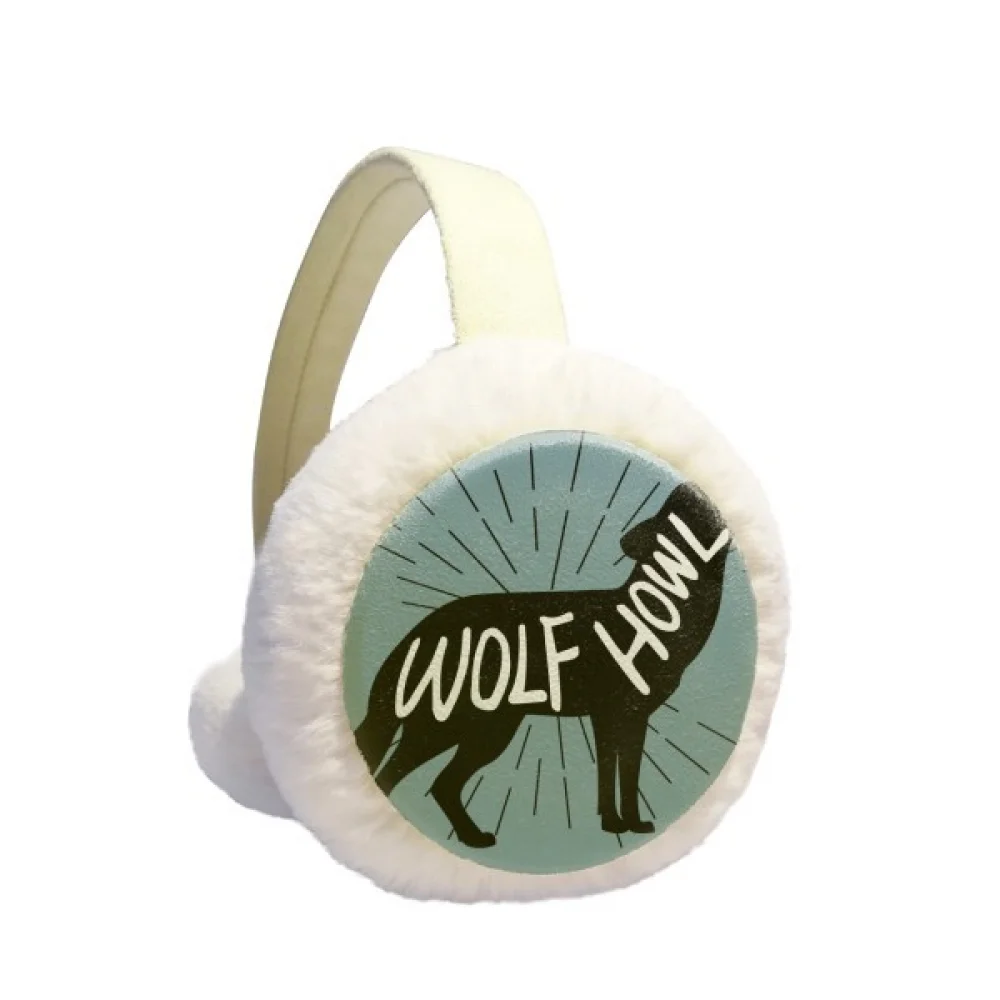 

Black Wolf Animal Outline Natural Winter Ear Warmer Cable Knit Furry Fleece Earmuff Outdoor