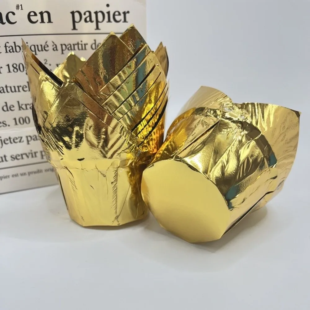 50Pcs Pastry Tools Muffin Cupcake Liners Oilproof & Non-Stick Tulip Style Cupcake Paper Cups High Temperature Resistant
